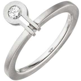 Ring aus 950 Platin mattiert mit Diamant Brillant 0,07ct. Platinring Damen Ring aus 950 Platin mattiert mit Diamant Brillant 0,07ct. Platinring Damen