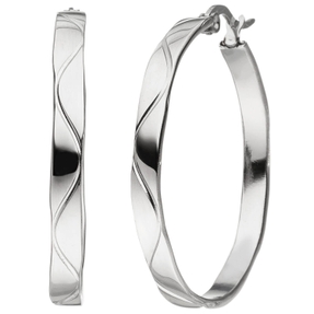 Creolen 34x3,8mm aus Edelstahl flach mit Muster Ohrringe Ohrschmuck Damen Creolen 34x3,8mm aus Edelstahl flach mit Muster Ohrringe Ohrschmuck Damen
