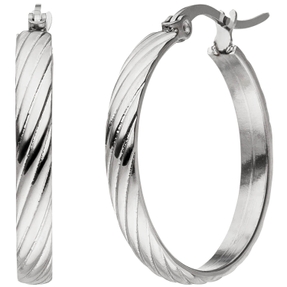 Creolen 26x3,6mm aus Edelstahl mit Muster Ohrringe Ohrschmuck Damen Creolen 26x3,6mm aus Edelstahl mit Muster Ohrringe Ohrschmuck Damen