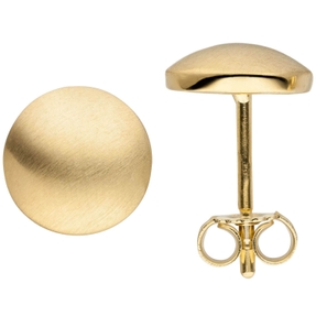 Ohrstecker Plättchen rund gewölbt Ø8mm aus 333 Gold Gelbgold Ohrschmuck mattiert Ohrstecker Plättchen rund gewölbt Ø8mm aus 333 Gold Gelbgold Ohrschmuck mattiert