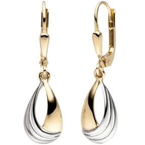 Ohrhänger Tropfen aus 333 Gold Gelbgold bicolor Ohrringe Brisur Ohrschmuck Ohrhänger Tropfen aus 333 Gold Gelbgold bicolor Ohrringe Brisur Ohrschmuck