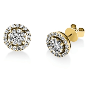Ohrstecker rund aus 585 Gold Gelbgold 52 Diamanten 0,82ct TW-SI Ø9,3mm
