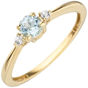 Ring aus 333 Gold Gelbgold mit Blautopas hellblau blau & Zirkonia schmall Ring aus 333 Gold Gelbgold mit Blautopas hellblau blau & Zirkonia schmall