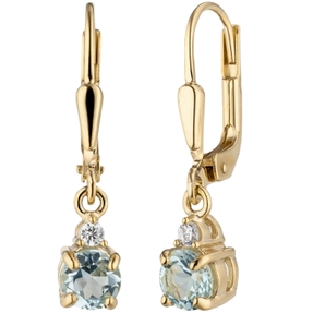 Ohrhänger aus 333 Gold Gelbgold mit Blautopas hellblau blau & Zirkonia Ohrringe Ohrhänger aus 333 Gold Gelbgold mit Blautopas hellblau blau & Zirkonia Ohrringe
