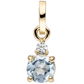 Anhänger 333 Gold Gelbgold mit Blautopas & Zirkonia hellblau blau Halsschmuck Anhänger 333 Gold Gelbgold mit Blautopas & Zirkonia hellblau blau Halsschmuck