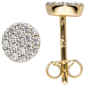 Ohrstecker aus 333 Gold Gelbgold mit 38 Zirkonia Ohrringe Ohrschmuck Damen