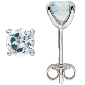 Ohrstecker aus 925 Silber mit Blautopas hellblau blau Ohrschmuck Solitär