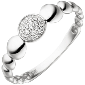 Ring aus 925 Silber mit 19 Zirkonia weiß Silberring Fingerring Damen