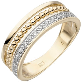 Ring aus 333 Gold Gelbgold bicolor mit 17 Zirkonia weiß Fingerring Goldring Ring aus 333 Gold Gelbgold bicolor mit 17 Zirkonia weiß Fingerring Goldring