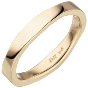 Ring aus 585 Gold Gelbgold gewellt glänzend schlicht Goldring Fingerring Damen Ring aus 585 Gold Gelbgold gewellt glänzend schlicht Goldring Fingerring Damen