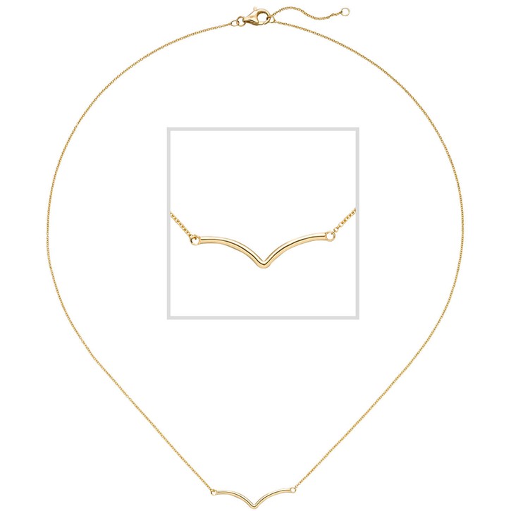 Collier Ankerkette mit Anhänger 585 Gelbgold 42-45cm