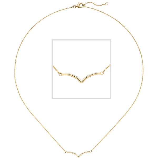 Collier Ankerkette mit Anhänger 585 Gelbgold 42-45cm