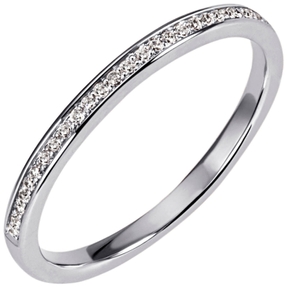 Halbmemory-Ring 585 Gold Weißgold 29 Diamanten Brillanten 0,11 Ct W/SI
