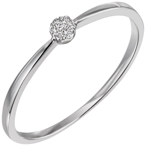 Schmaler Ring 585 Gold Weißgold 7 Diamanten Brillanten B: 3,2mm Damen