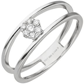Ring aus 585 Gold Weißgold mit 7 Diamanten Brillanten Breite 6,4mm Fingerring