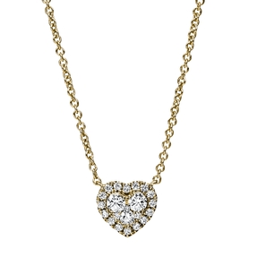 Collier Herz aus 585 Gold Gelbgold 22 Brillanten 0,26ct TW-SI L:45cm