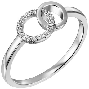 Ring 585 Gold Weißgold 17 Diamanten Brillanten 0,08 Ct W/SI Fingerring