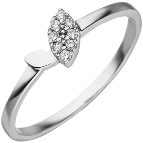 Ring aus 585 Gold Weißgold mit 8 Diamanten Brillanten Fingerring schmal Damen