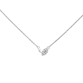 Collier Ankerkette mit Anhänger 585 Gold Weißgold 8 Diamanten Brillanten 42-45cm