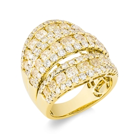 Ring breit aus 750 Gold Gelbgold 129 Diamanten 6,39ct B:24,8mm