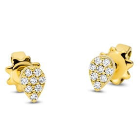 Ohrstecker Tropfen aus 750 Gelbgold 16 Brillanten 0,08ct TW-SI 4,6x3,2mm