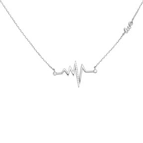 Collier mit Anhänger Herzschlag Diagramm Love 925 Silber 16 Zirkonia 45cm Damen