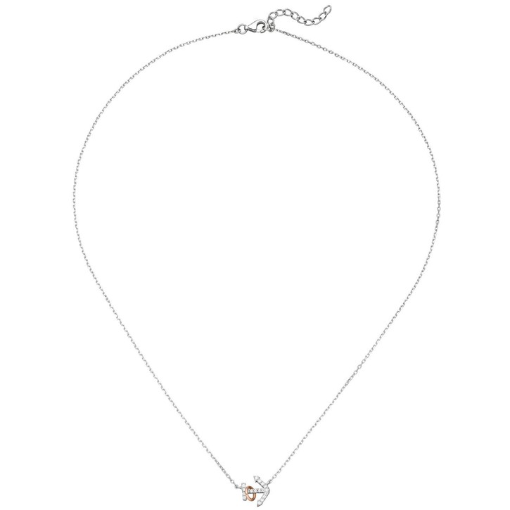 Collier mit Anhänger Anker 925 Silber 18 Zirkonia