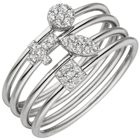 Damen Ring 4-teilig aus 925 Silber mit 30 Zirkonia Kreis Kreuz spitzoval Quadrat Damen Ring 4-teilig aus 925 Silber mit 30 Zirkonia Kreis Kreuz spitzoval Quadrat