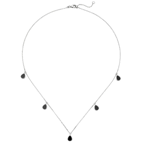 Collier Halskette 5 Anhänger Tropfen mit Onyx schwarz 925 Silber 42-45cm Damen