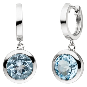 Ohrringe Creolen aus 925 Silber 26,9x11,8mm mit Topas Blautopas hellblau blau Ohrringe Creolen aus 925 Silber 26,9x11,8mm mit Topas Blautopas hellblau blau