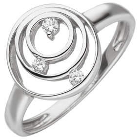 Ring aus 925 Silber rhodiniert 3 Kreise mit 3 Zirkonia Fingerring Damen Ring aus 925 Silber rhodiniert 3 Kreise mit 3 Zirkonia Fingerring Damen