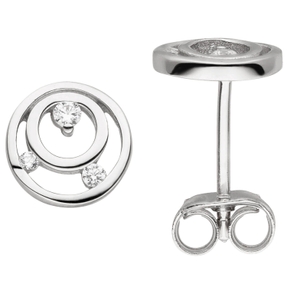 Ohrstecker aus 925 Silber rhodiniert Kreise mit 6 Zirkonia Ohrringe Ohrschmuck