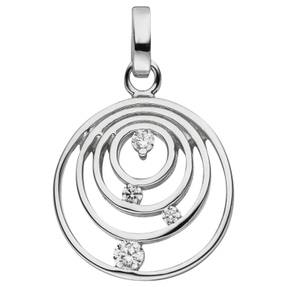 Anhänger aus 925 Silber rhodiniert 4 Kreise mit 4 Zirkonia Halsschmuck Damen