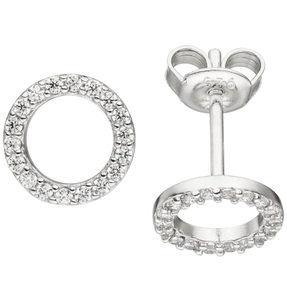 Ohrstecker aus 925 Silber Kreise Ø7,7mm 36 Zirkonia rundum Ohrringe Ohrschmuck Ohrstecker aus 925 Silber Kreise Ø7,7mm 36 Zirkonia rundum Ohrringe Ohrschmuck