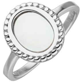 Ring aus 925 Silber rhodiniert mit Perlmutt-Einlage oval Fingerring Damen