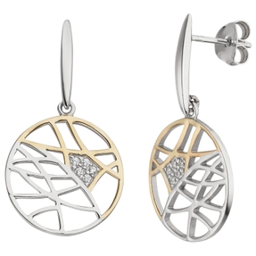 Ohrringe Ohrhänger aus 925 Silber bicolor vergoldet Ø17,9mm mit 10 Zirkonia Ohrringe Ohrhänger aus 925 Silber bicolor vergoldet Ø17,9mm mit 10 Zirkonia