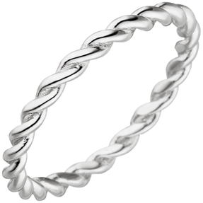 Ring im Zopf-Muster geflochten 925 Silber rhodiniert Fingerring schlicht Damen