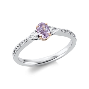 Ring aus 750 Gold weiß/rot 23 Diamanten 0,72ct B:5,2mm 4er-Krappe