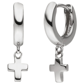 Creolen Kreuz Kreuze aus 925 Silber rhodiniert Ohrringe Ohrschmuck Creolen Kreuz Kreuze aus 925 Silber rhodiniert Ohrringe Ohrschmuck