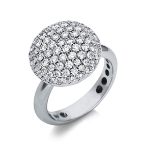 Pavé Ring 750 Gold White Gold 85 Diamonds 1.58ct TW-VSI Ø15mm