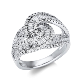 Ring breit aus 750 Gold Weißgold 217 Diamanten 1,49ct TW-SI B:13,5mm