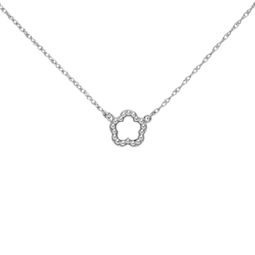 Collier Halskette mit Anhänger Blume 925 Silber rhodiniert 42-45cm Halsschmuck Collier Halskette mit Anhänger Blume 925 Silber rhodiniert 42-45cm Halsschmuck