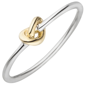 Ring Knoten aus 925 Silber bicolor vergoldet rhodiniert schmal Fingerring Damen Ring Knoten aus 925 Silber bicolor vergoldet rhodiniert schmal Fingerring Damen