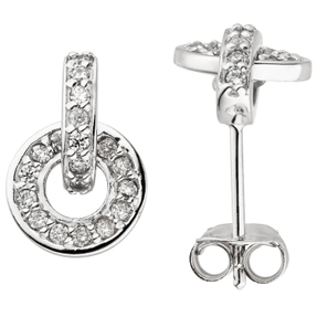 Ohrstecker aus 925 Silber rhodiniert mit 40 Zirkonia Ohrringe Ohrschmuck Damen Ohrstecker aus 925 Silber rhodiniert mit 40 Zirkonia Ohrringe Ohrschmuck Damen