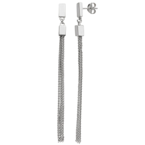 Lange Ohrhänger Hängerstecker mit Zopfketten 925 Silber rhodiniert Ohrringe 80mm