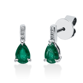 Ohrstecker aus 750 Weißgold 2 Smaragde 0,74ct grün 6 Brillanten 0,02ct TW-SI
