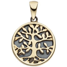 Anhänger Lebensbaum Ø16,9mm aus 925 Silber teil vergoldet Amulett Medaille Anhänger Lebensbaum Ø16,9mm aus 925 Silber teil vergoldet Amulett Medaille