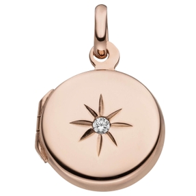 Medaillon Anhänger zum Öffnen rund Ø14,7mm 925 Silber rotgold vergoldet Zirkonia