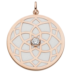 Anhänger rund Ø30mm 925 Silber rot-vergoldet Zirkonia Emaille-Einlagen Amulett Anhänger rund Ø30mm 925 Silber rot-vergoldet Zirkonia Emaille-Einlagen Amulett