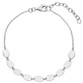 Armband 925 Silber rhodiniert Plättchen Rundankerkette Armschmuck 16-19cm